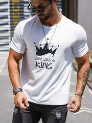 Crown & Like A King Graphic Crew Neck Tee for Men