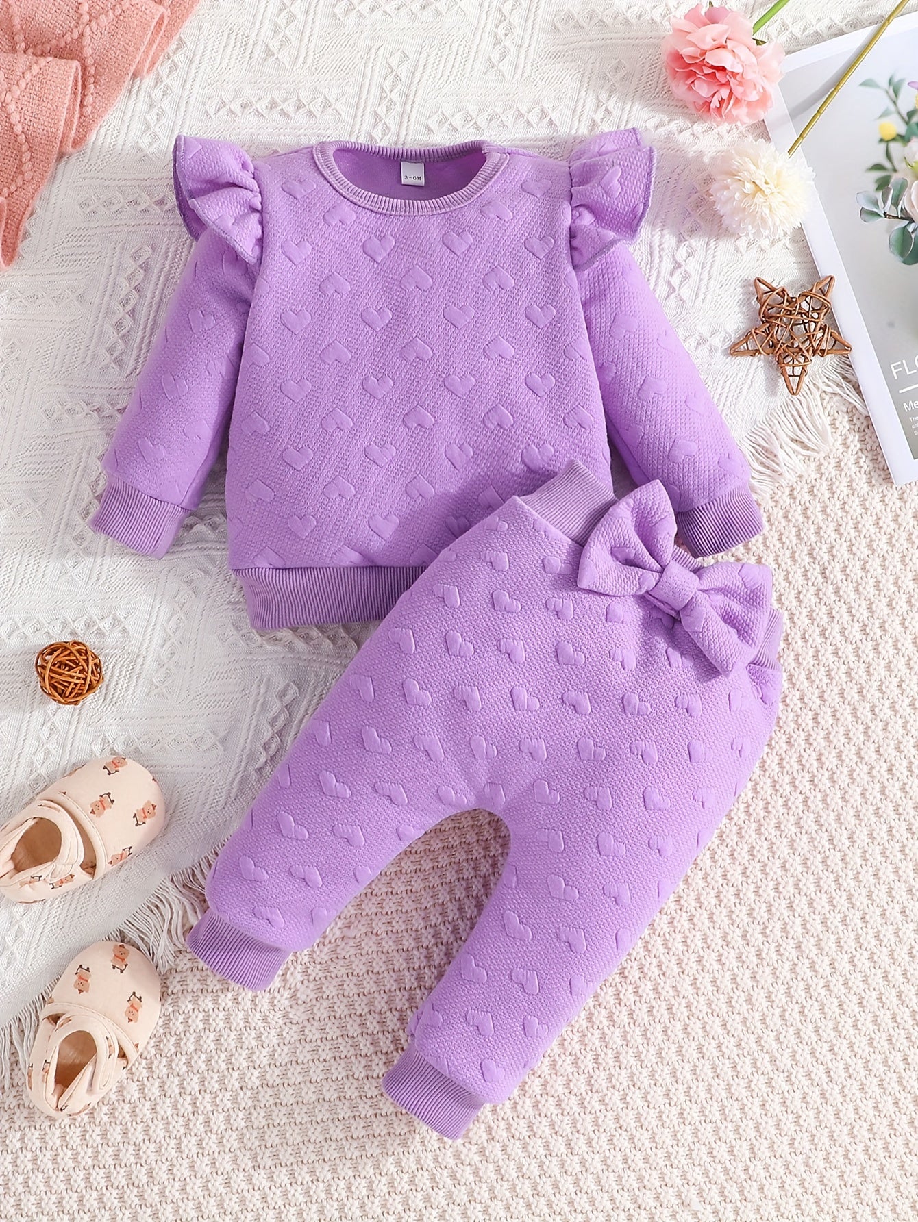 Baby Girl's Love Star Graphic Long Sleeve Top & Trousers Set