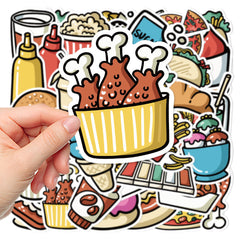 44 Cartoon Food Waterproof DIY Stickers for Water Bottle Laptop Car