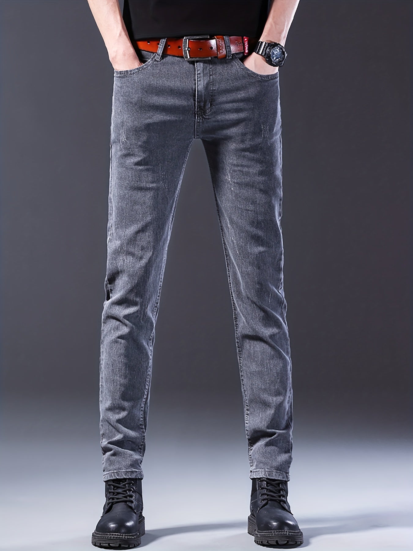 Men's Slim Fit Distressed Jeans Casual Street Style Denim Pants