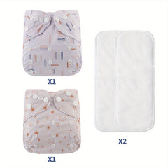 Fashionable Baby Cloth Diaper 2pcs Set Waterproof & Reusable