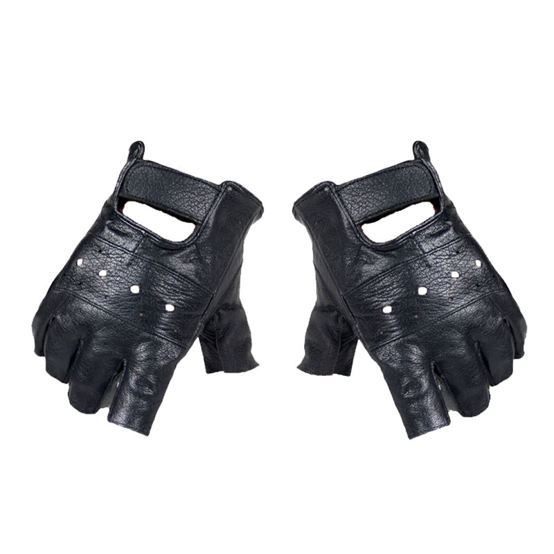 Men's Leather Fingerless Gloves for Outdoor Sports