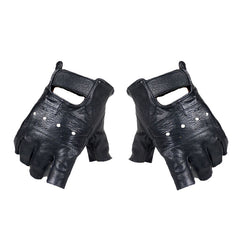 Men's Leather Fingerless Gloves for Outdoor Sports