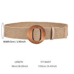 Vintage Braided Belt Elastic Straw Rattan Waistband Women Girdle Belts