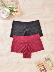 2 Pack Plus Size Lace High Rise Panties Set