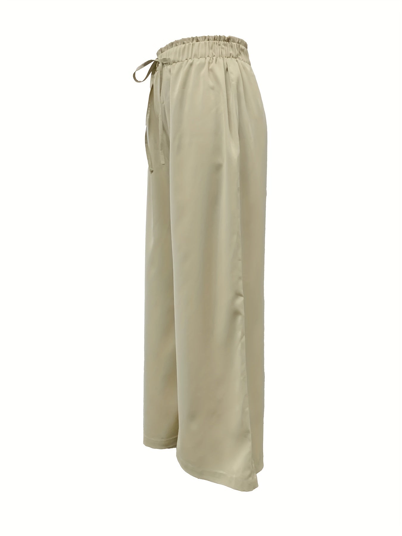 Solid Wide Leg Drawstring Pants for Women