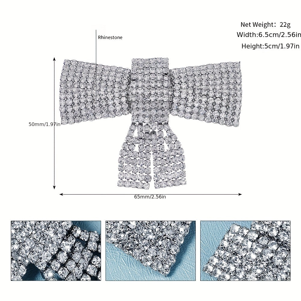 Rhinestone Bow Hair Clip Metal Headgear Back Head Clip