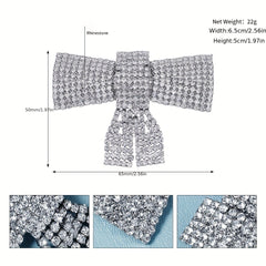 Rhinestone Bow Hair Clip Metal Headgear Back Head Clip