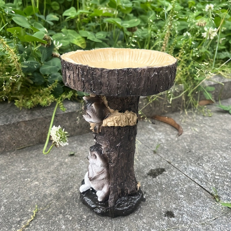 Raccoon Resin Bird Feeder Garden Ornament Decoration
