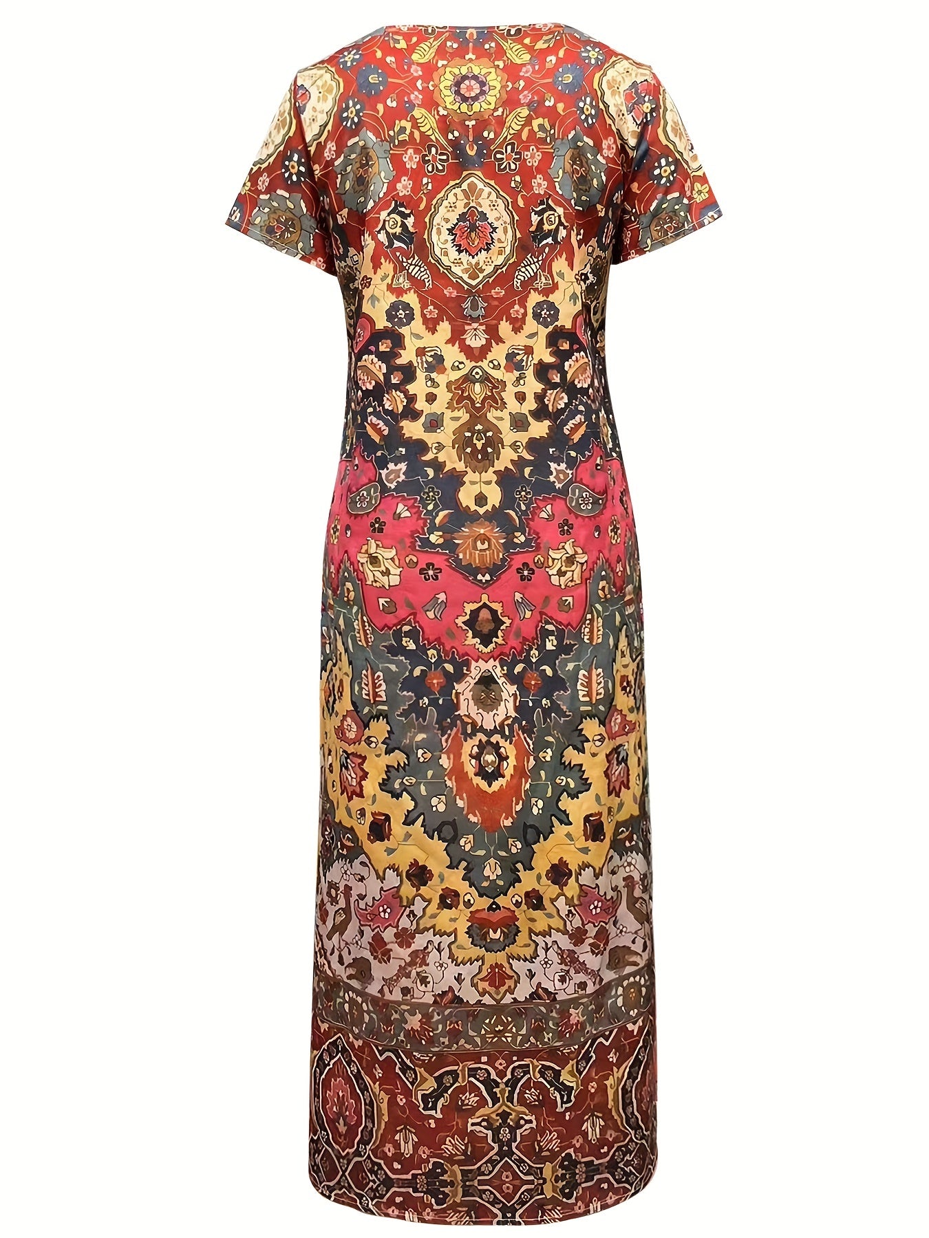 Vintage Short Sleeve Maxi Dress For Spring & Summer Women's Clothing