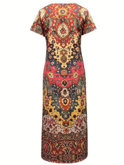 Vintage Short Sleeve Maxi Dress For Spring & Summer Women's Clothing