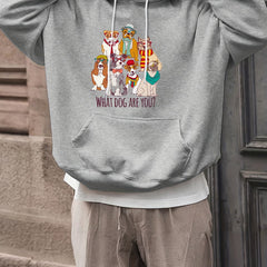 Cartoon Dogs Print Hoodies For Men Graphic Sweatshirt With Kangaroo Pocket
