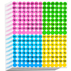 1920pcs Garage Sale Pre-Priced Labels Neon Colors Flea Market Stickers
