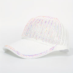 Breathable Rhinestone Baseball Cap Adjustable Sun Hat for Women