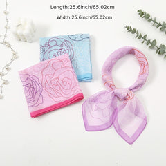 Chiffon Floral Print Scarf Silk Bandana Shawl Neckerchief Head Wrap