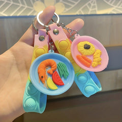 Cartoon Kitchen Keychain Steamer Bag Pendant Student Keychain