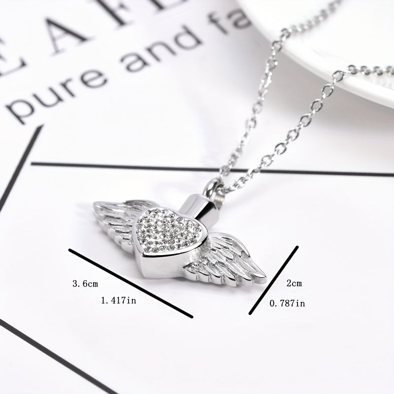Cremation Urn Necklace For Ashes Birthstone Angel Wing