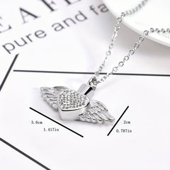 Cremation Urn Necklace For Ashes Birthstone Angel Wing