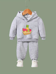 OERYUI Kids Cartoon Fruit Print Hooded Pullover Pants Set