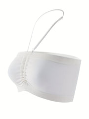 Ribbed Halter Wireless Bra Seamless Stretch Lingerie