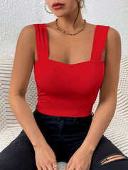 Solid Cami Top Sexy Slim Fit High Stretch Tank Top