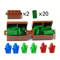 28pcs Building Blocks Set Doll Diamond Brick Toy Treasure Chest Golden Pocket