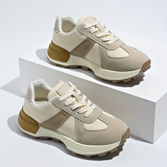 Women's Colorblock Platform Sneakers Casual Lace Up Outdoor Shoes
