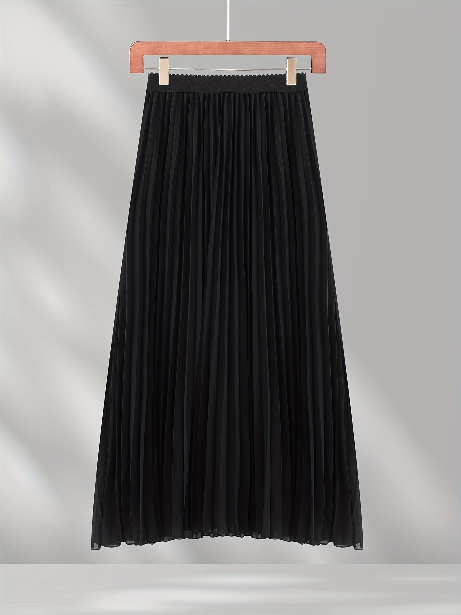 Scallop Trim Waist Pleated Skirt Casual Skirt for Spring & Summer