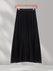 Scallop Trim Waist Pleated Skirt Casual Skirt for Spring & Summer
