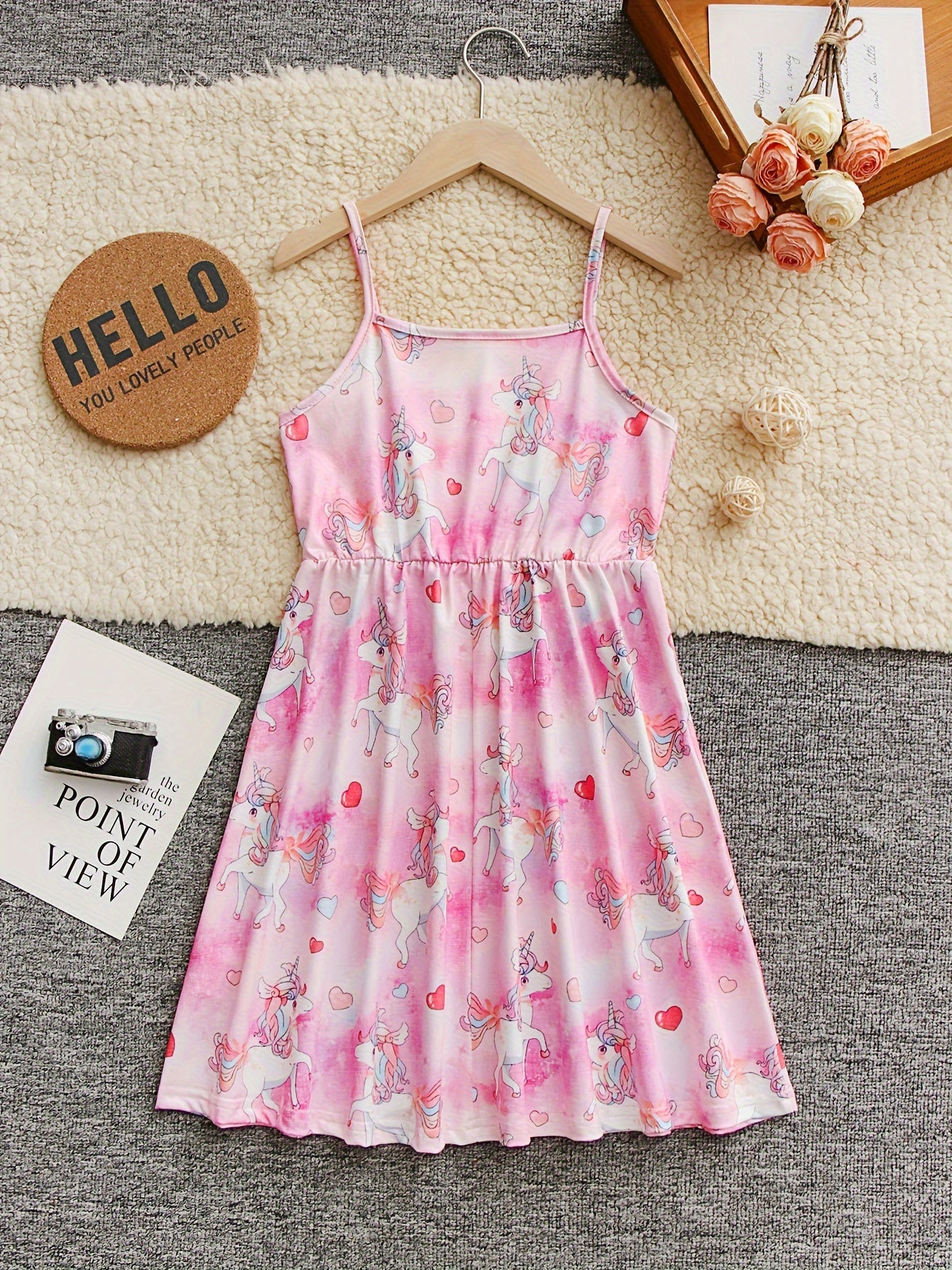 Sweet Girls Unicorn Cami Dress for Summer Party