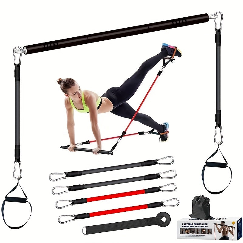 Portable Pilates Bar Kit With Adjustable Resistance Band