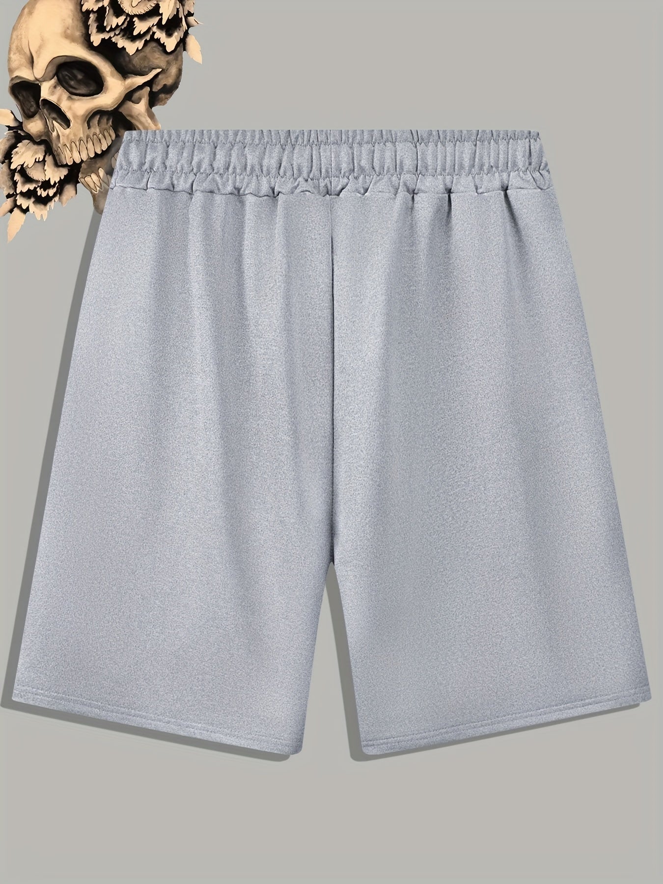 Skull & Flower Print Men's Casual Drawstring Shorts
