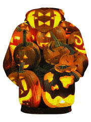 Men's Halloween Pumpkin Print Hoodie Active Breathable Sweatshirt