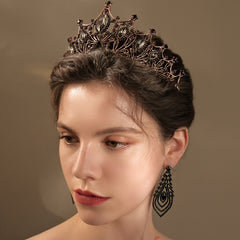 Baroque Crown Bridal Crystal Tiara Crown Gothic Wedding Headpiece Vintage