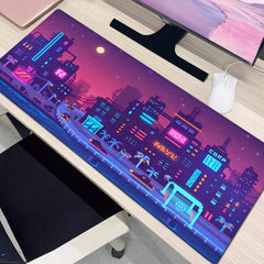 Pixel Style Night City Scene Vehicle Art Anti-Slip Mouse Pad