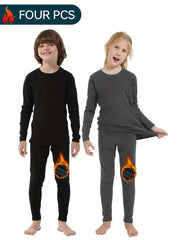 HOPLYNN 2 Packs Warm Outfits Pullover Solid Leggings Boys Girls Sports Kids