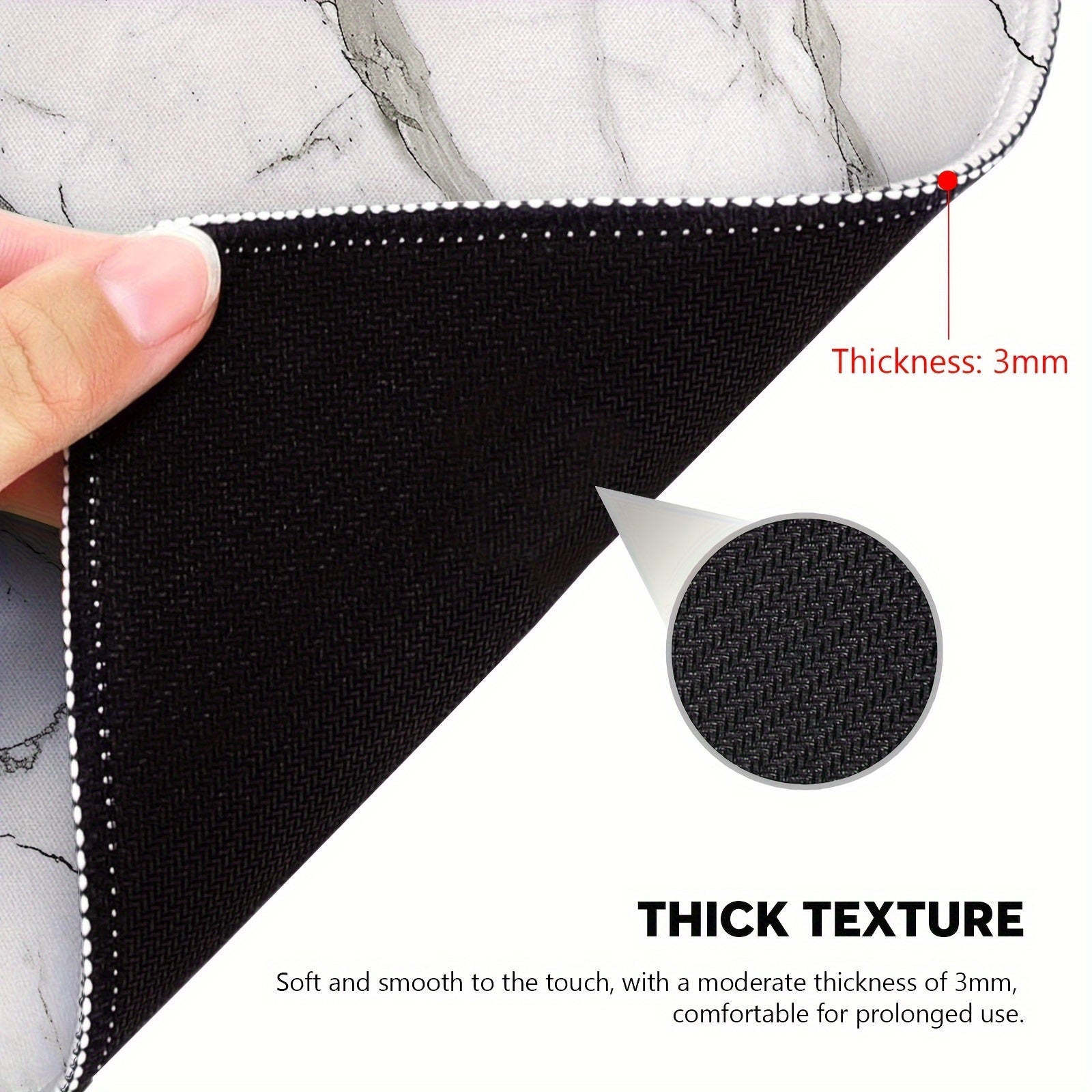 Grey Marble Mouse Pad with Stitched Edges