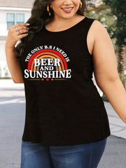 Rainbow Print Tank Top Women's Round Neck Stretch Top