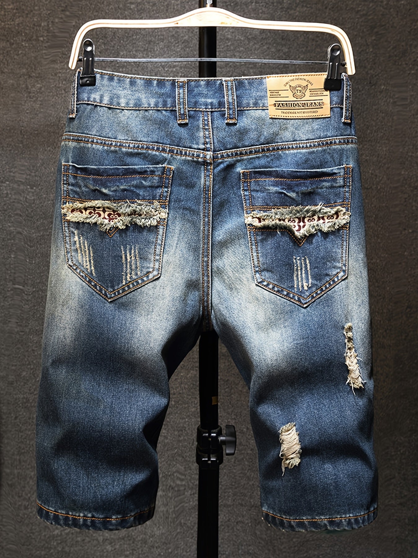 Mens Vintage Ripped Jeans Royal Straight Fit Shorts For Summer