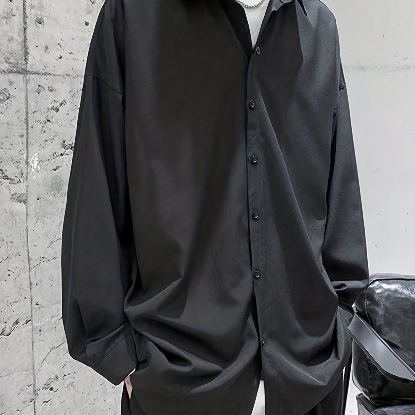Men's Loose Stylish Shirt Top Turn Down Collar Long Sleeves Closure Regular Fit