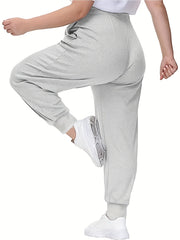 Sports Pants Women's Plus Elastic Tie Waist Joggers With Pockets