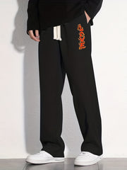 Cartoon Print Joggers Men's Casual Loose Fit Drawstring Pants