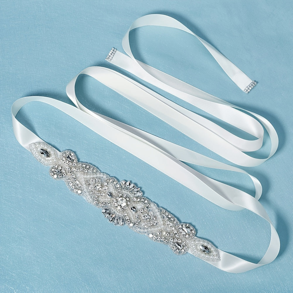 Rhinestone Bridal Sash Wedding Belt Satin Jewelry Beaded Accessory