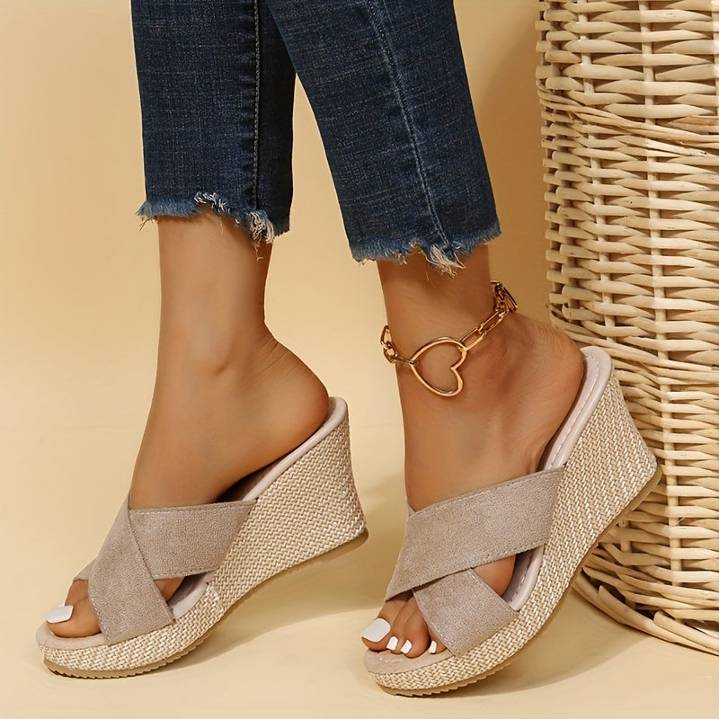 Women's Cross Strap Platform Wedge Sandals