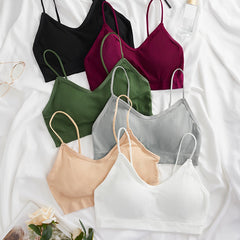 6pcs Wireless Ribbed Bras Comfortable & Breathable Intimates Women's Lingerie
