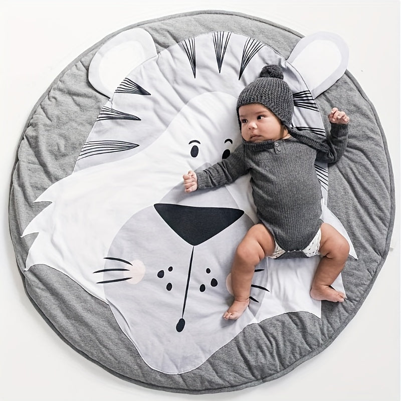3D Animal Round Crawling Mat Baby Play Mat with Cotton Liner & Zipper