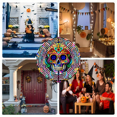 1pc Skeleton 3D Wind Spinner Halloween Outdoor Hanging Spinner Art