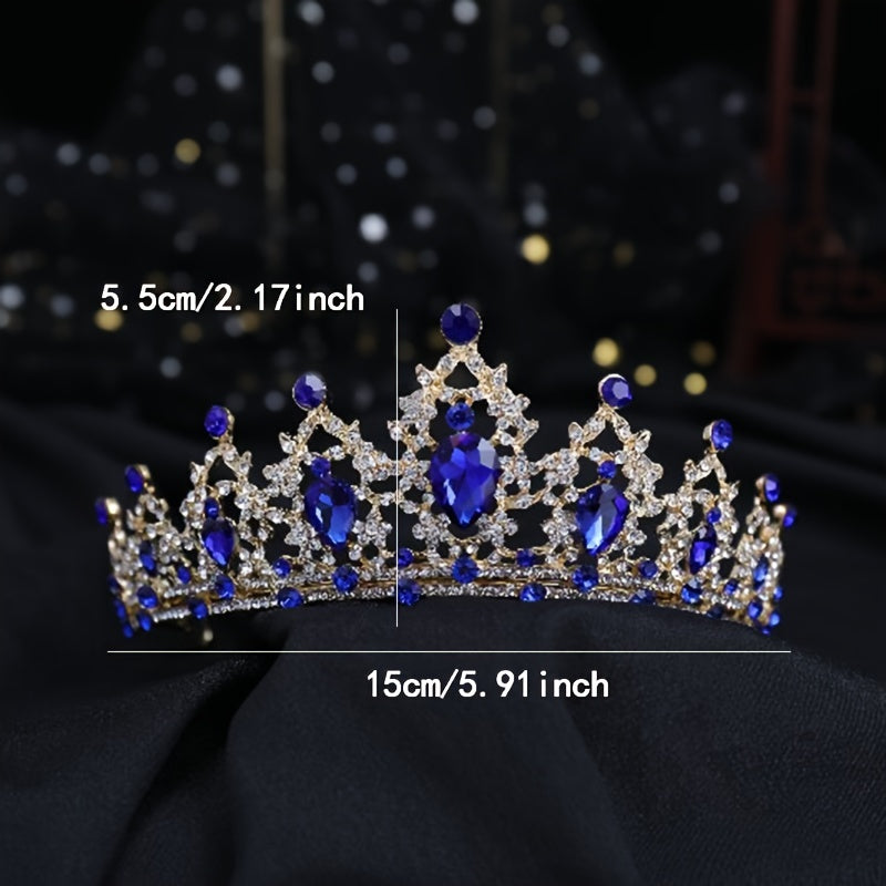 Rhinestone Crown Tiara Queen Style Headband for Prom Birthday Party