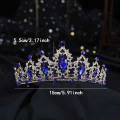 Rhinestone Crown Tiara Queen Style Headband for Prom Birthday Party