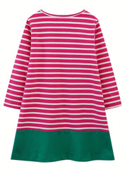 Christmas Playwear Dress For Toddler Girls Long Sleeve Dress 2-8 Years